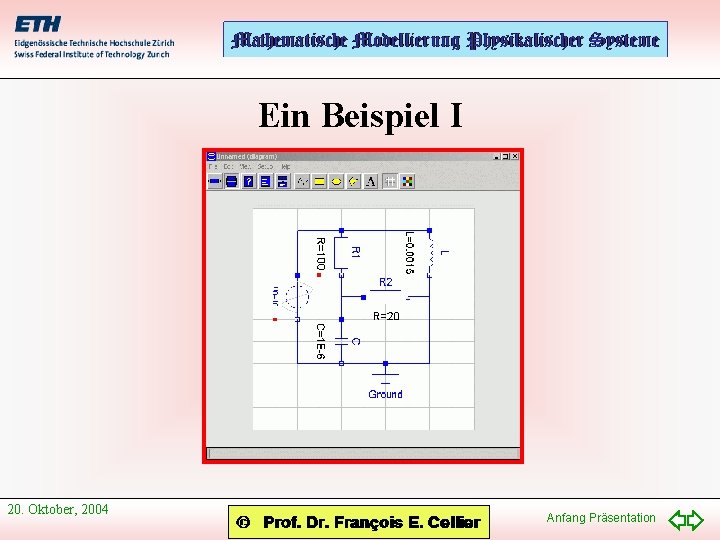 Ein Beispiel I 20. Oktober, 2004 Anfang Präsentation 