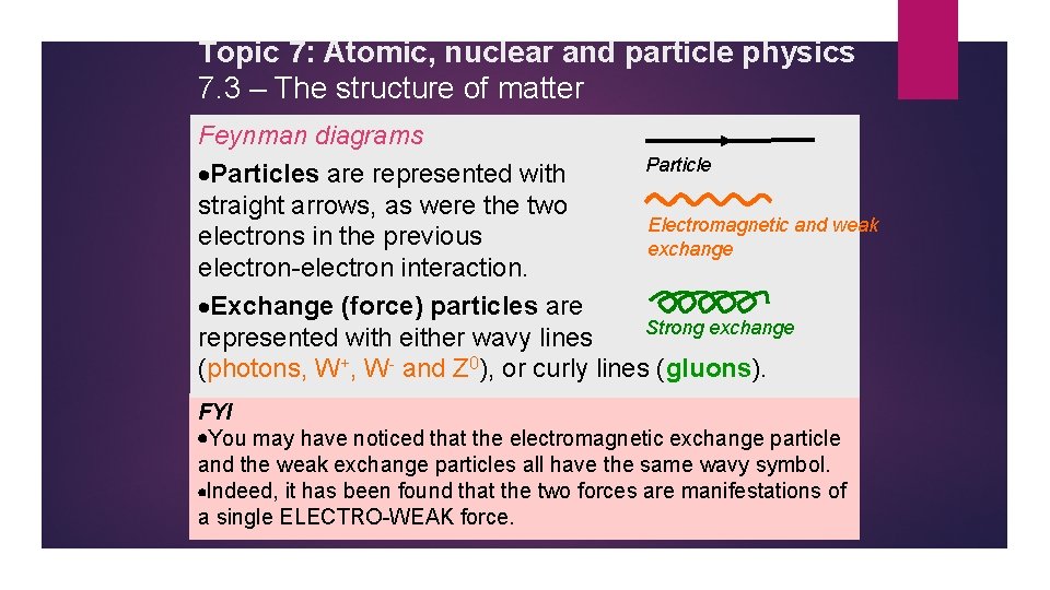 Topic 7: Atomic, nuclear and particle physics 7. 3 – The structure of matter