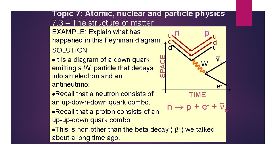 Topic 7: Atomic, nuclear and particle physics 7. 3 – The structure of matter