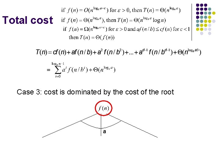 Total cost Case 3: cost is dominated by the cost of the root a