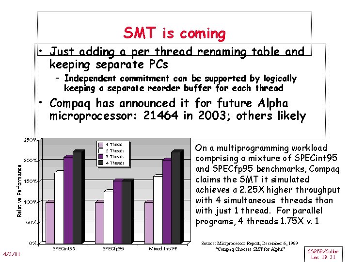 SMT is coming • Just adding a per thread renaming table and keeping separate