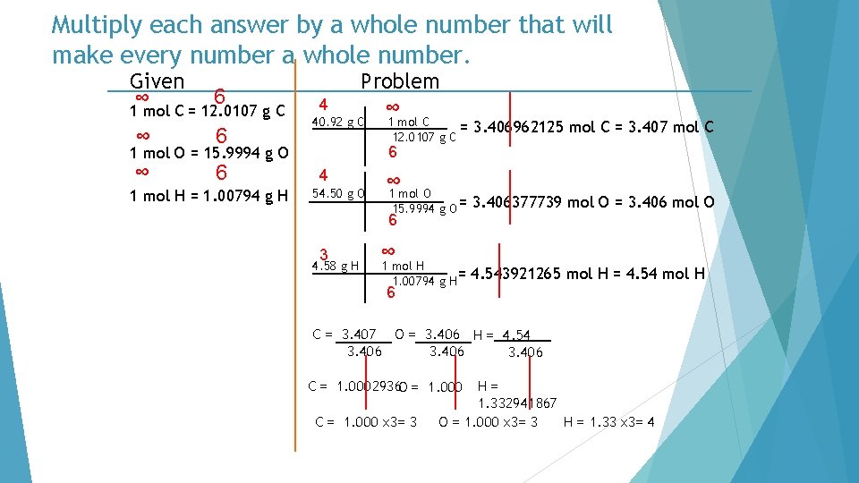 Multiply each answer by a whole number that will make every number a whole