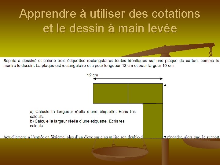 Apprendre à utiliser des cotations et le dessin à main levée 