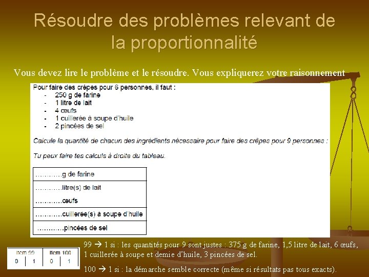 Résoudre des problèmes relevant de la proportionnalité Vous devez lire le problème et le