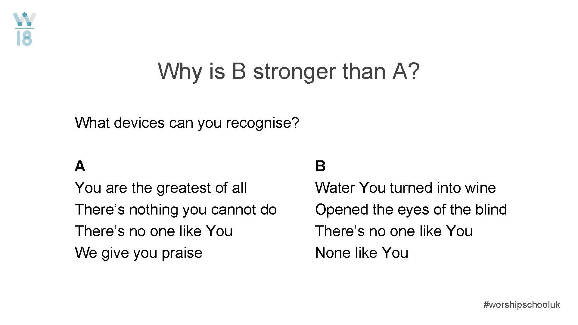 Why is B stronger than A? What devices can you recognise? A You are