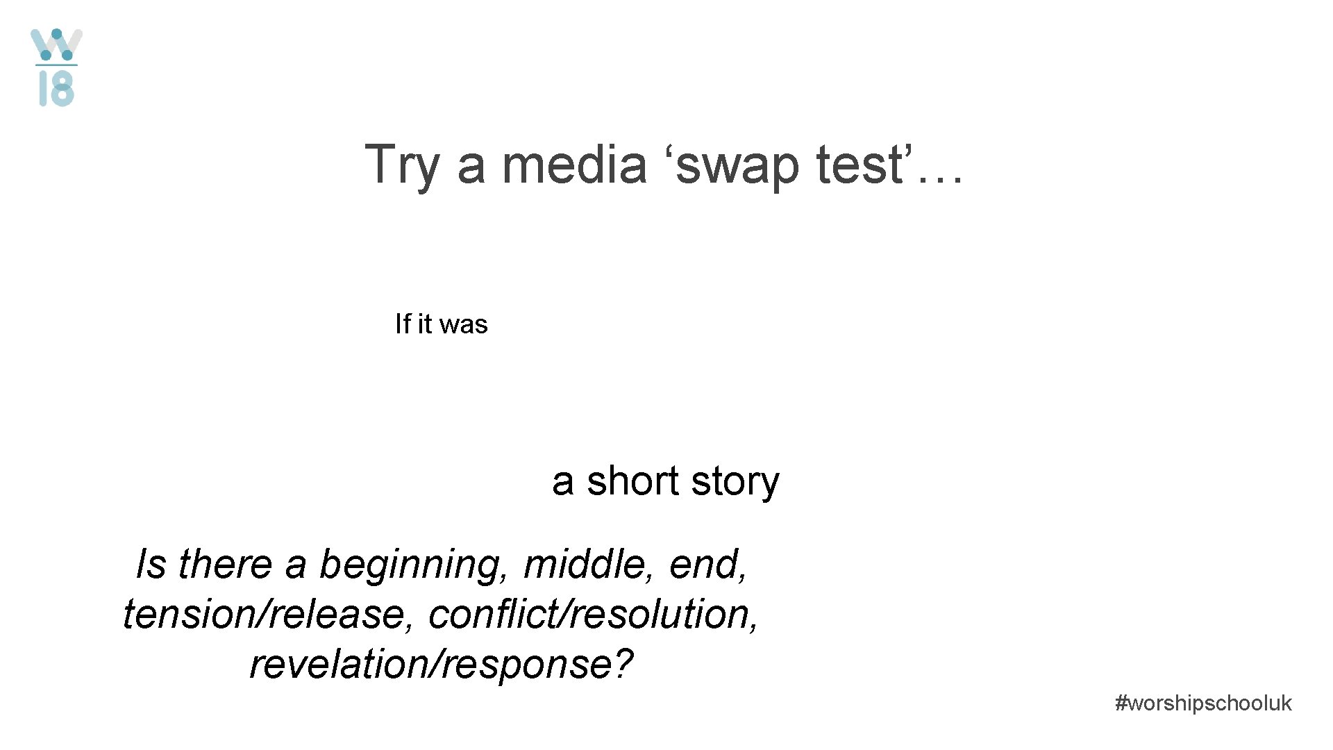 Try a media ‘swap test’… If it was a short story Is there a