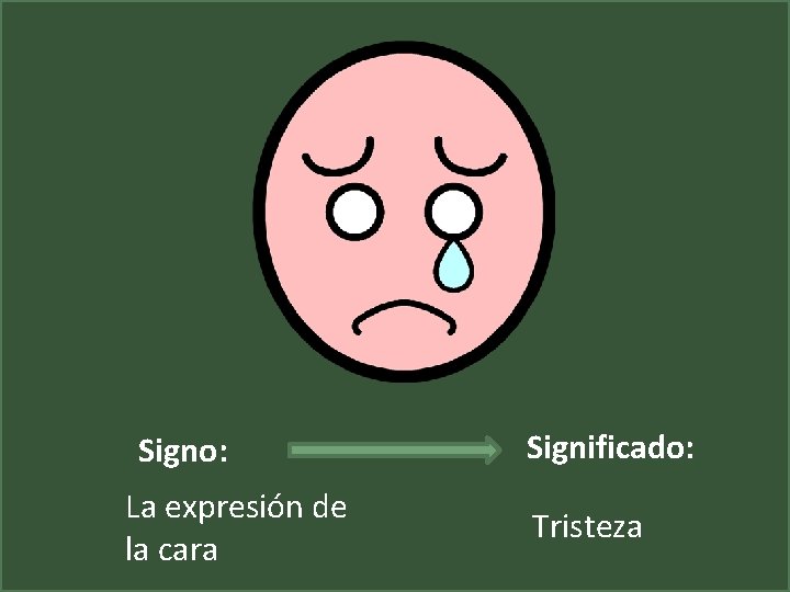 Signo: La expresión de la cara Significado: Tristeza 