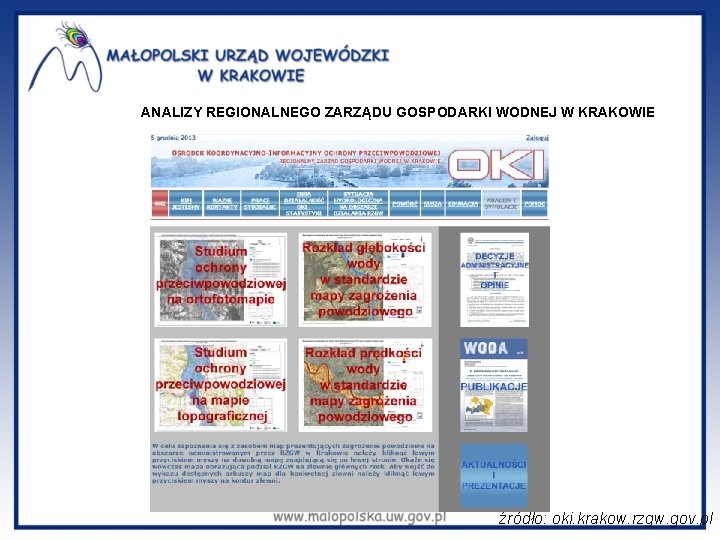ANALIZY REGIONALNEGO ZARZĄDU GOSPODARKI WODNEJ W KRAKOWIE źródło: oki. krakow. rzgw. gov. pl ANALIZY REGIONALNEGO ZARZĄDU GOSPODARKI WODNEJ W KRAKOWIE źródło: oki. krakow. rzgw. gov. pl