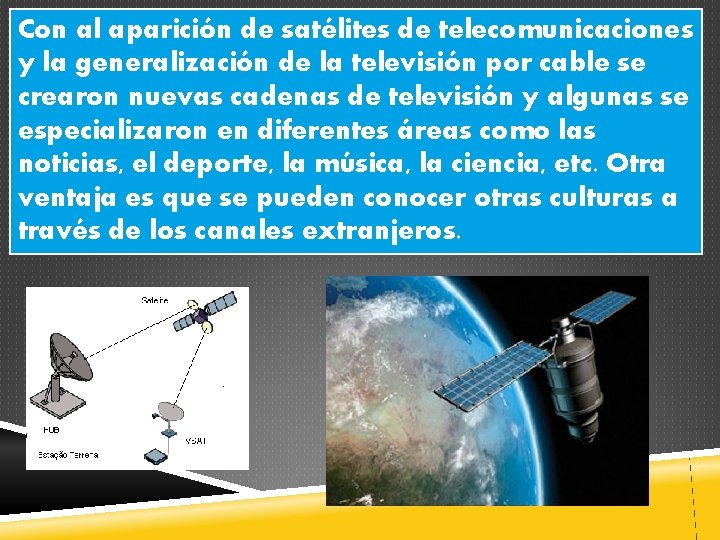 Con al aparición de satélites de telecomunicaciones y la generalización de la televisión por