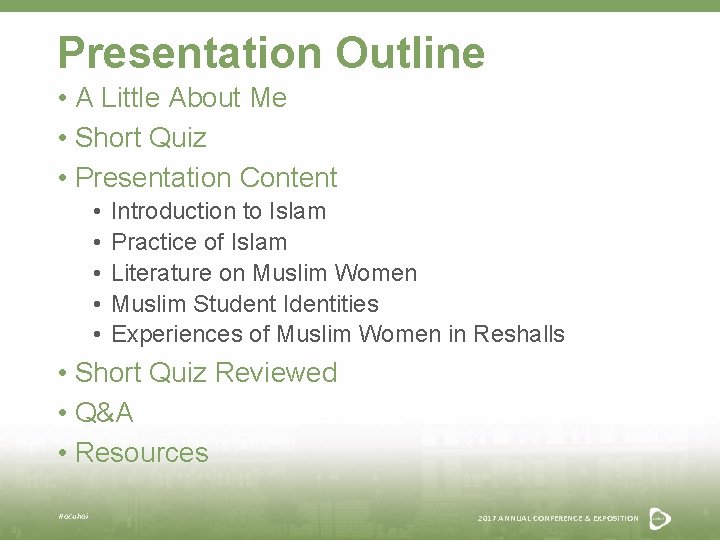 Presentation Outline • A Little About Me • Short Quiz • Presentation Content •