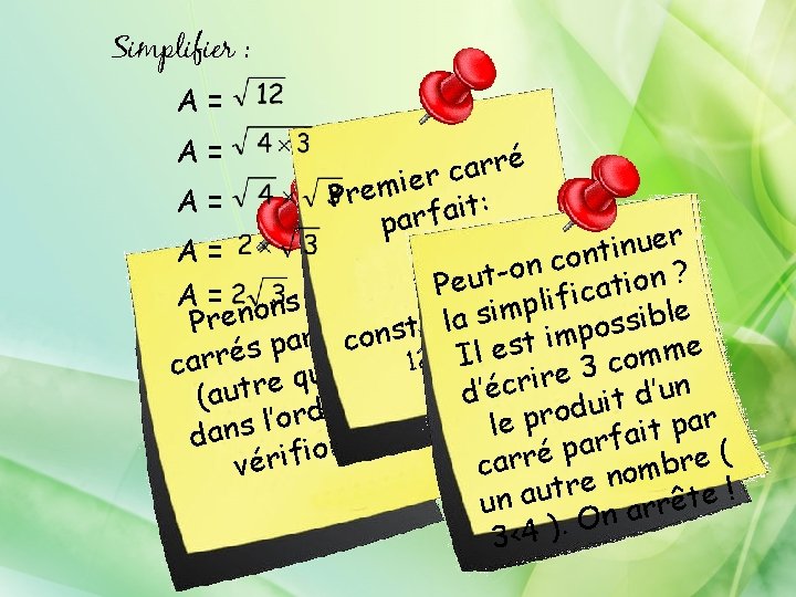 Simplifier : A= A= A= é r r a c r e i m