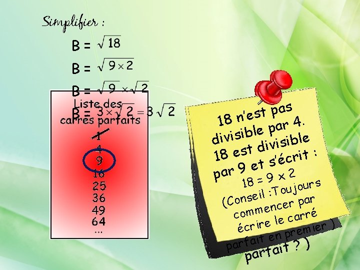 Simplifier : B= B= s a 8 1 p i t s s nh’oens