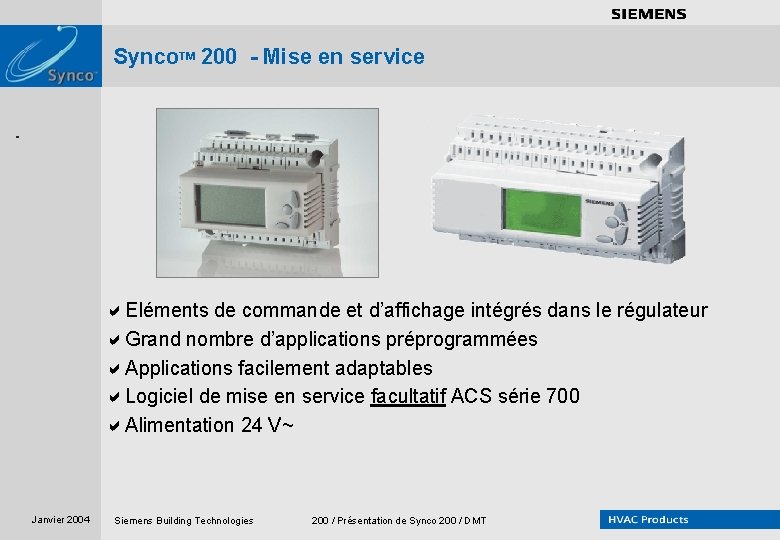 . . . . Synco. TM 200 - Mise en service Siemens sans siemens