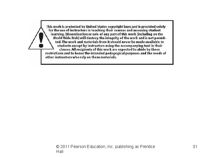 © 2011 Pearson Education, Inc. publishing as Prentice Hall 31 