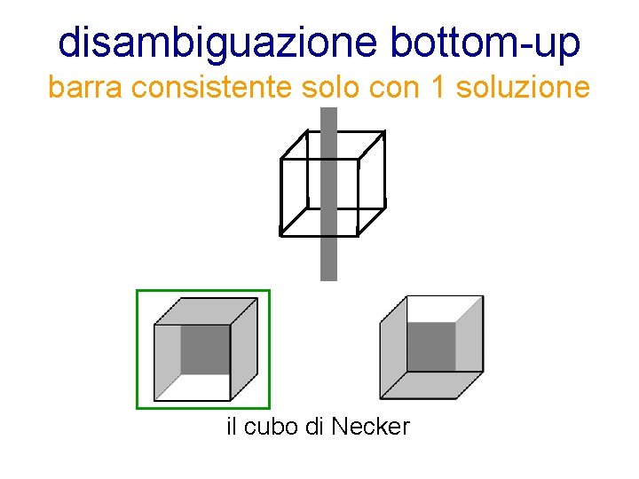 disambiguazione bottom-up barra consistente solo con 1 soluzione il cubo di Necker 