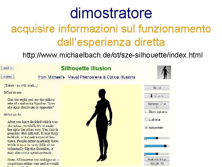 dimostratore acquisire informazioni sul funzionamento dall’esperienza diretta http: //www. michaelbach. de/ot/sze-silhouette/index. html 