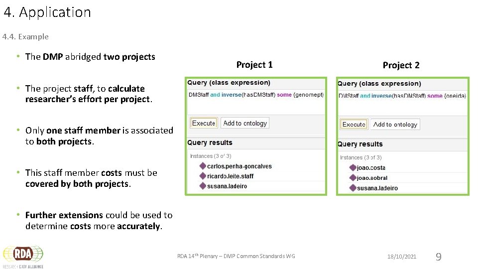 4. Application 4. 4. Example • The DMP abridged two projects Project 1 Project