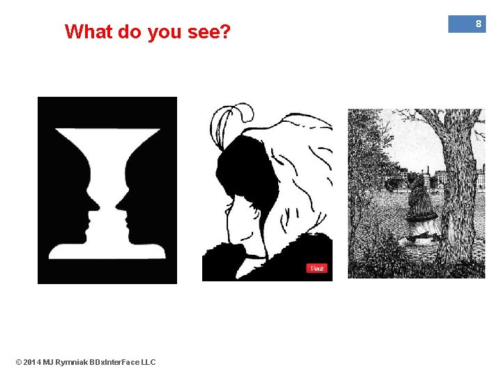 What do you see? © 2014 MJ Rymniak BDx. Inter. Face LLC 8 
