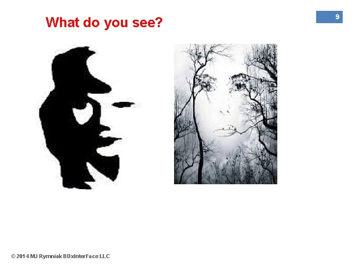 What do you see? © 2014 MJ Rymniak BDx. Inter. Face LLC 9 