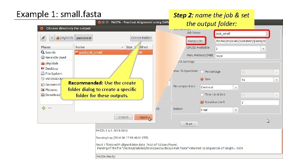 Example 1: small. fasta Recommended: Use the create folder dialog to create a specific