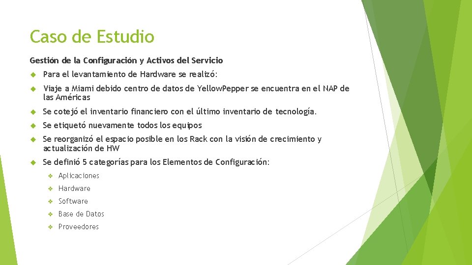 Caso de Estudio Gestión de la Configuración y Activos del Servicio Para el levantamiento