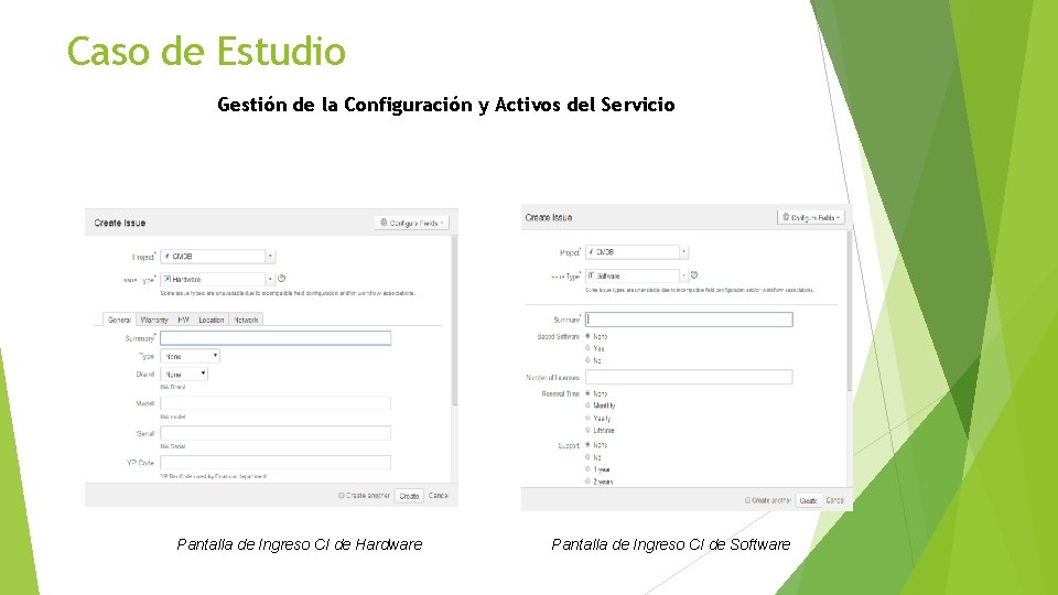 Caso de Estudio Gestión de la Configuración y Activos del Servicio Pantalla de Ingreso