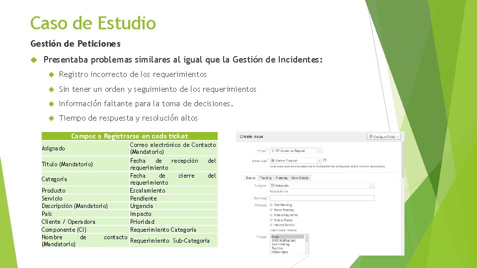 Caso de Estudio Gestión de Peticiones Presentaba problemas similares al igual que la Gestión