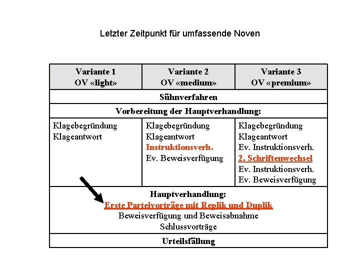 Letzter Zeitpunkt für umfassende Noven Variante 1 OV «light» Variante 2 OV «medium» Variante