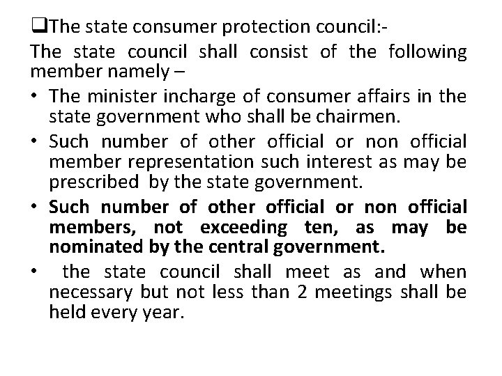 q. The state consumer protection council: The state council shall consist of the following