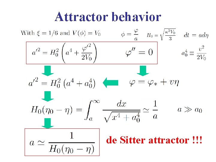 Attractor behavior de Sitter attractor !!! 