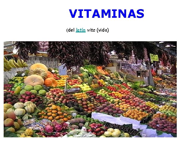 VITAMINAS (del latín vita (vida) 