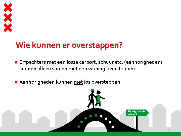 Wie kunnen er overstappen? Erfpachters met een losse carport, schuur etc. (aanhorigheden) kunnen alleen