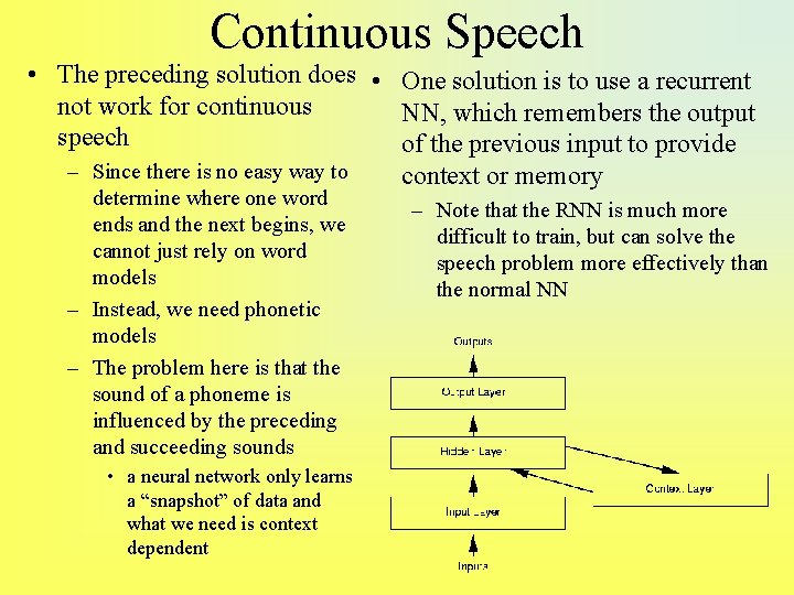 Continuous Speech • The preceding solution does • One solution is to use a