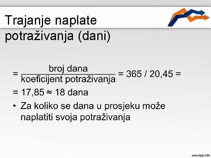 Trajanje naplate potraživanja (dani) • 