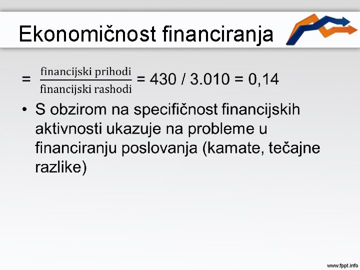 Ekonomičnost financiranja • 