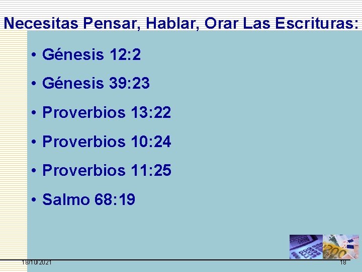 Necesitas Pensar, Hablar, Orar Las Escrituras: • Génesis 12: 2 • Génesis 39: 23 Necesitas Pensar, Hablar, Orar Las Escrituras: • Génesis 12: 2 • Génesis 39: 23