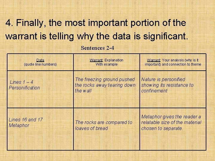 4. Finally, the most important portion of the warrant is telling why the data 4. Finally, the most important portion of the warrant is telling why the data