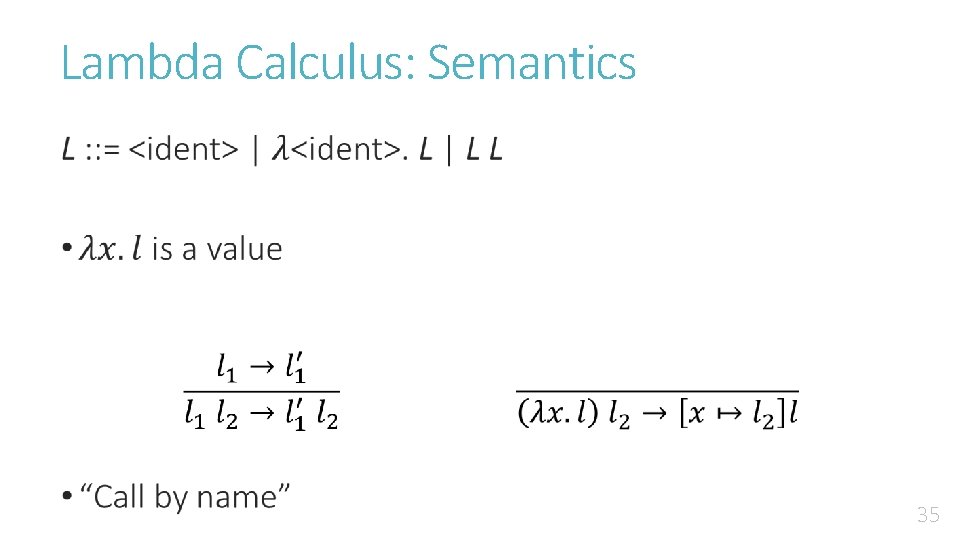 Lambda Calculus: Semantics • 35 
