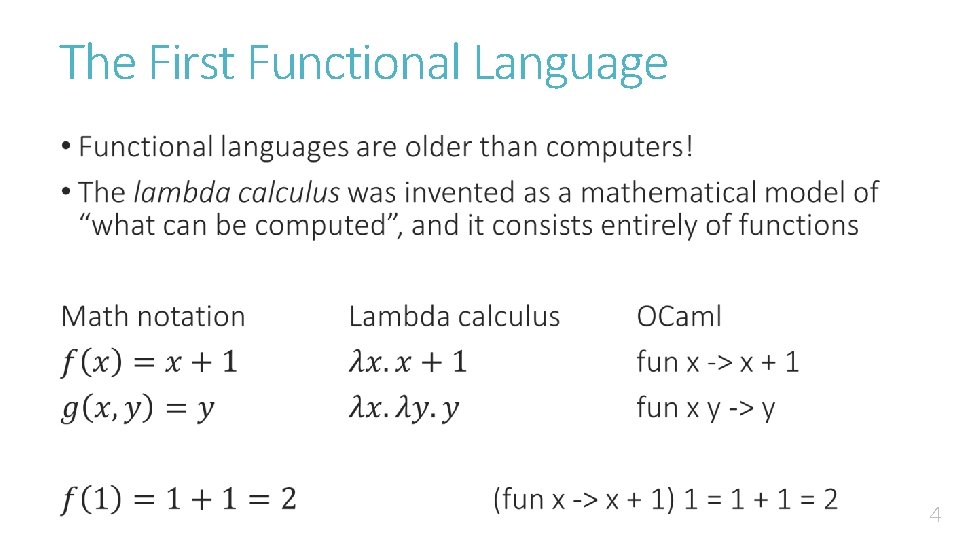 The First Functional Language • 4 