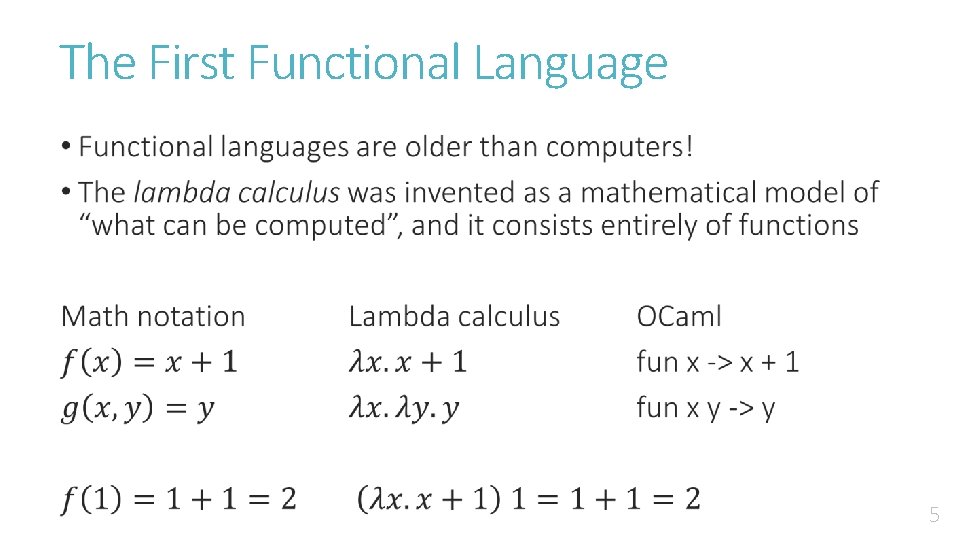 The First Functional Language • 5 