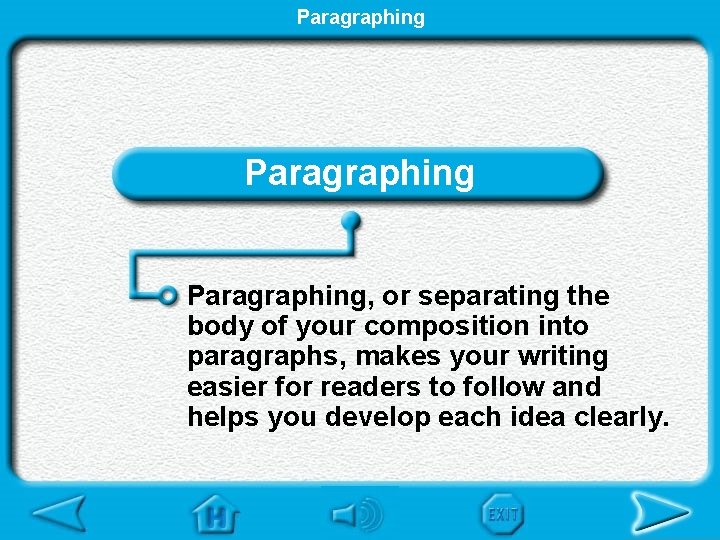 Paragraphing, or separating the body of your composition into paragraphs, makes your writing easier