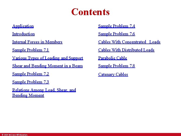 Contents Application Sample Problem 7. 4 Introduction Sample Problem 7. 6 Internal Forces in