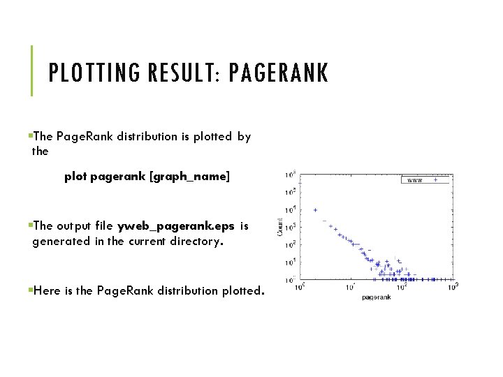 PLOTTING RESULT: PAGERANK §The Page. Rank distribution is plotted by the plot pagerank [graph_name]