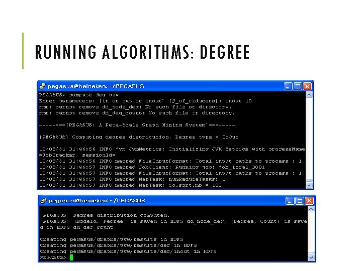 RUNNING ALGORITHMS: DEGREE 