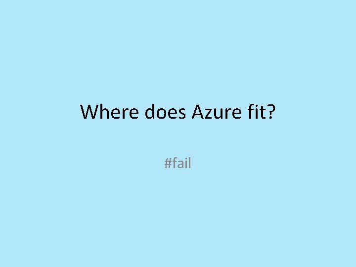Where does Azure fit? #fail Where does Azure fit? #fail