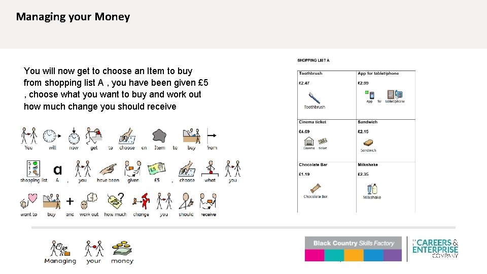 Managing your Money You will now get to choose an Item to buy from