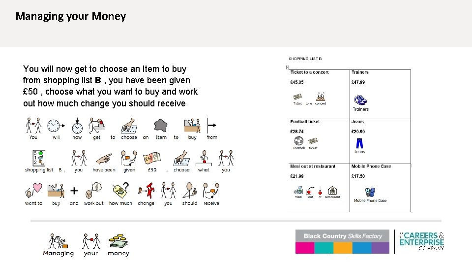 Managing your Money You will now get to choose an Item to buy from