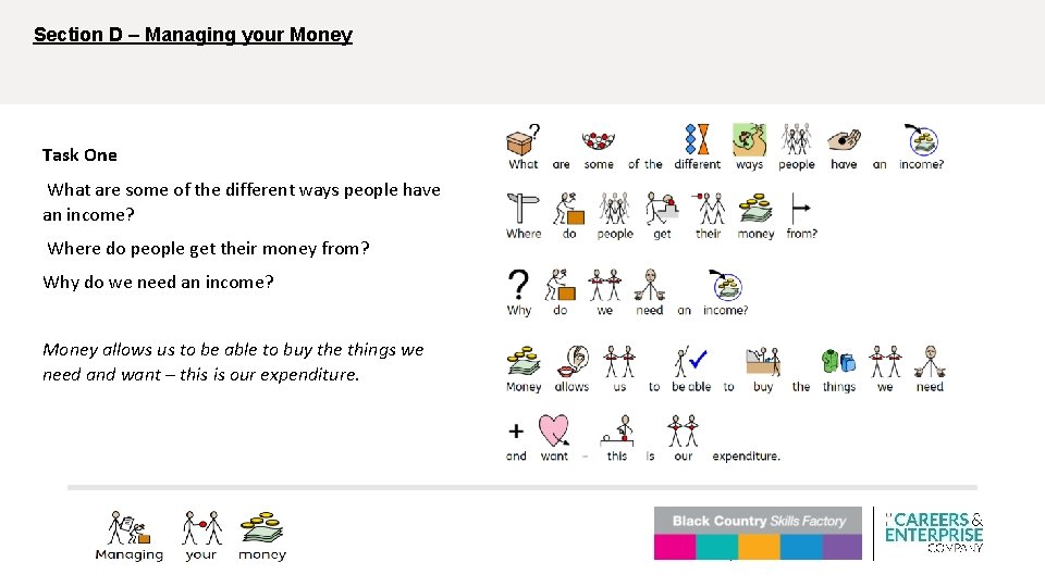 Section D – Managing your Money Task One What are some of the different