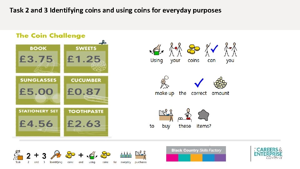 Task 2 and 3 Identifying coins and using coins for everyday purposes 