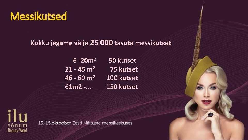 Messikutsed Kokku jagame välja 25 000 tasuta messikutset 6 -20 m 2 21 -